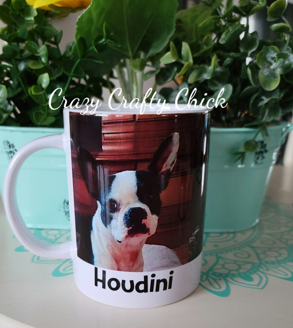 Custom photo mug with pet portrait