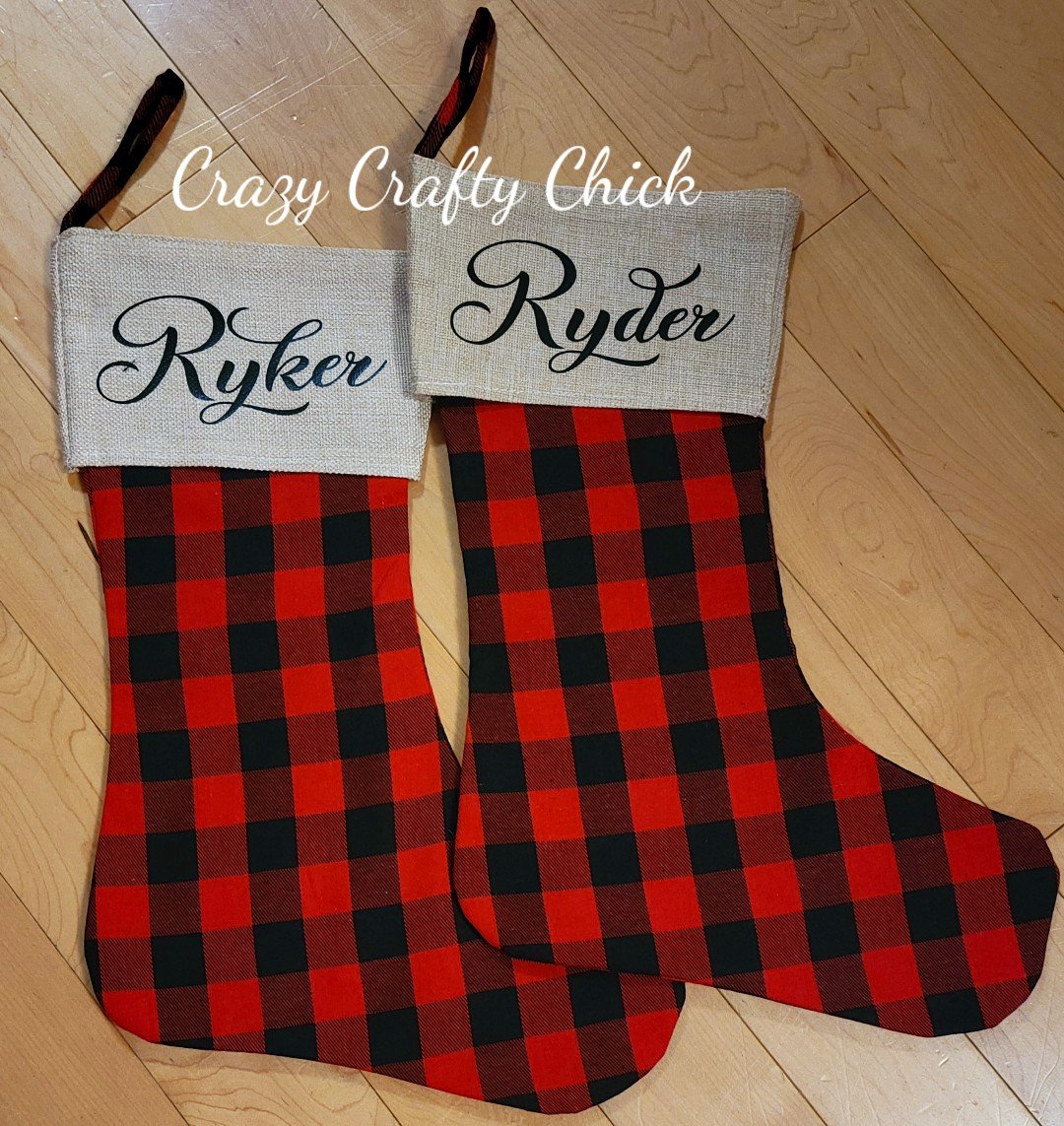 Personalized buffalo plaid Christmas stockings