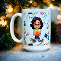 Custom teacher mug with personalized character design