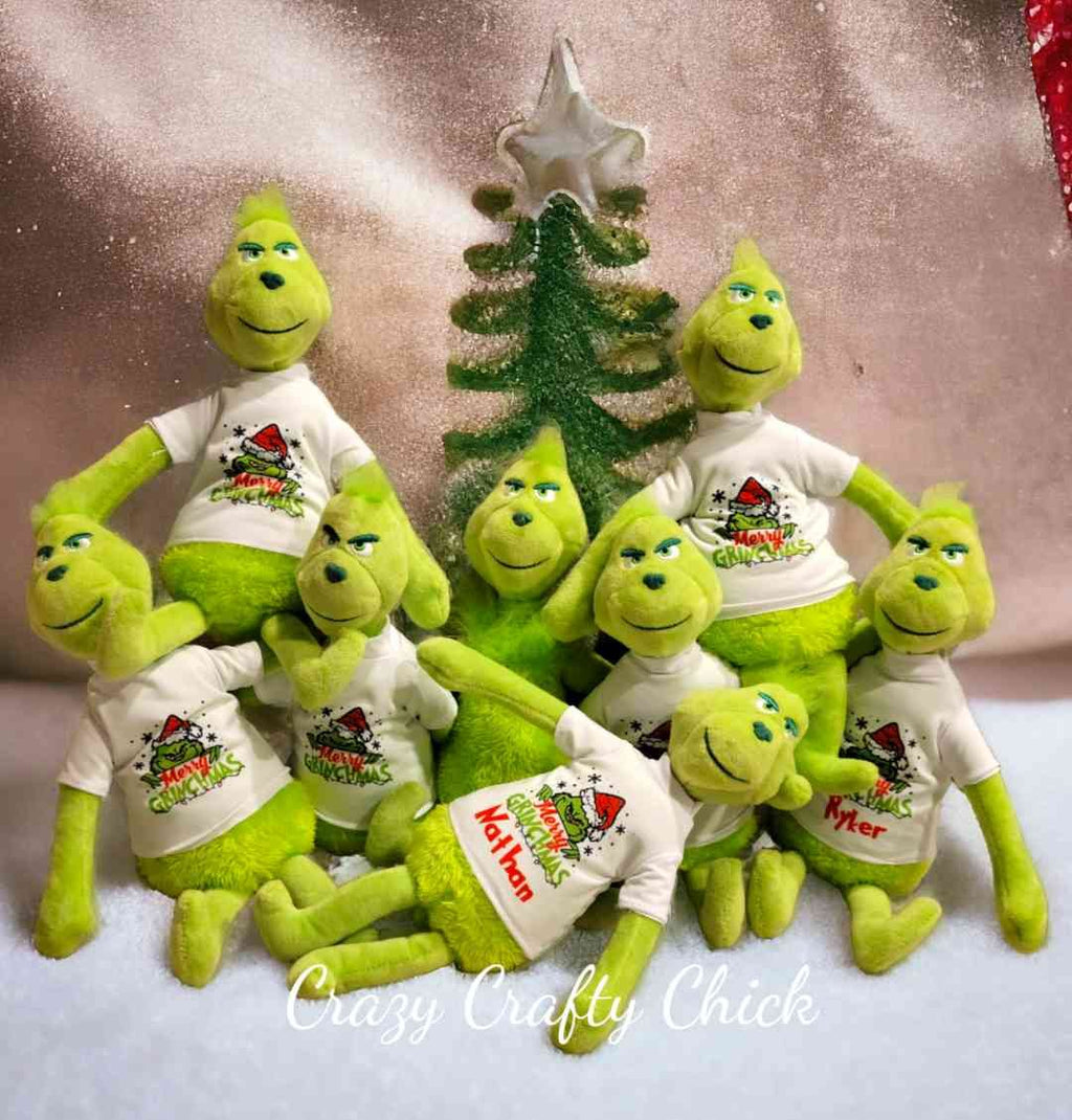Group of personalized Grinch plush