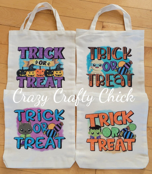 Halloween trick-or-treat bags, all 4 designs