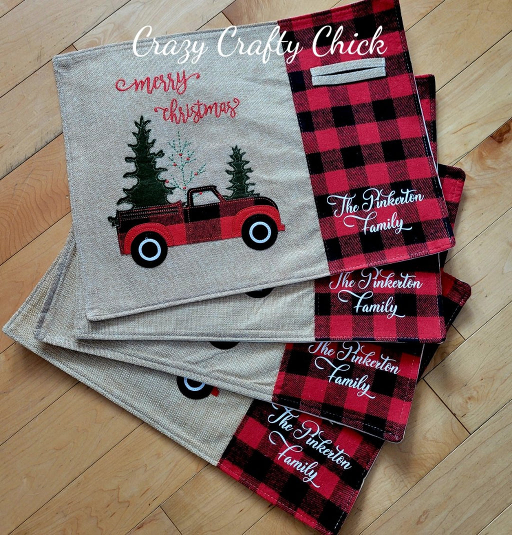Personalized Christmas placemats, family set