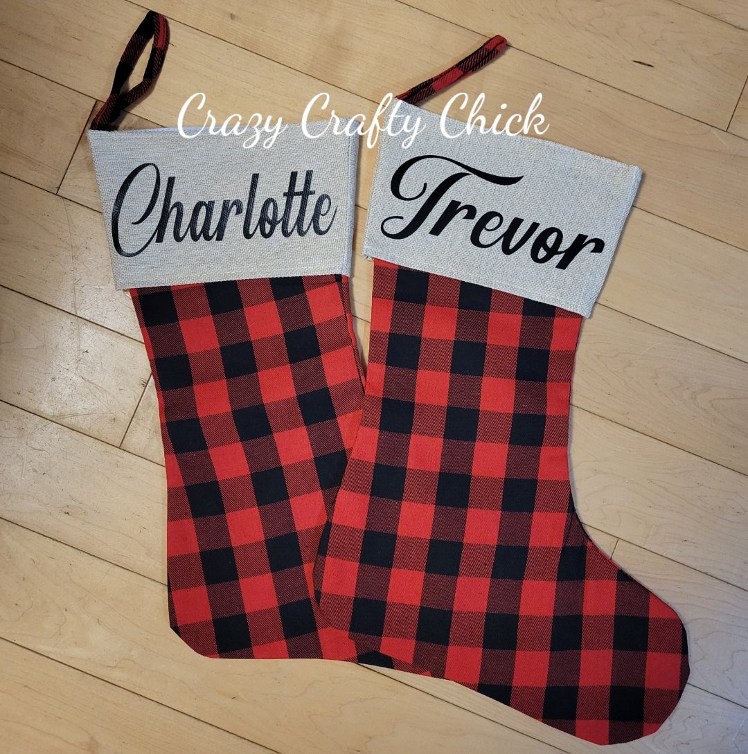 Personalized buffalo plaid Christmas stockings