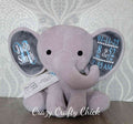 Grey birth stat elephant with baby name and birth details