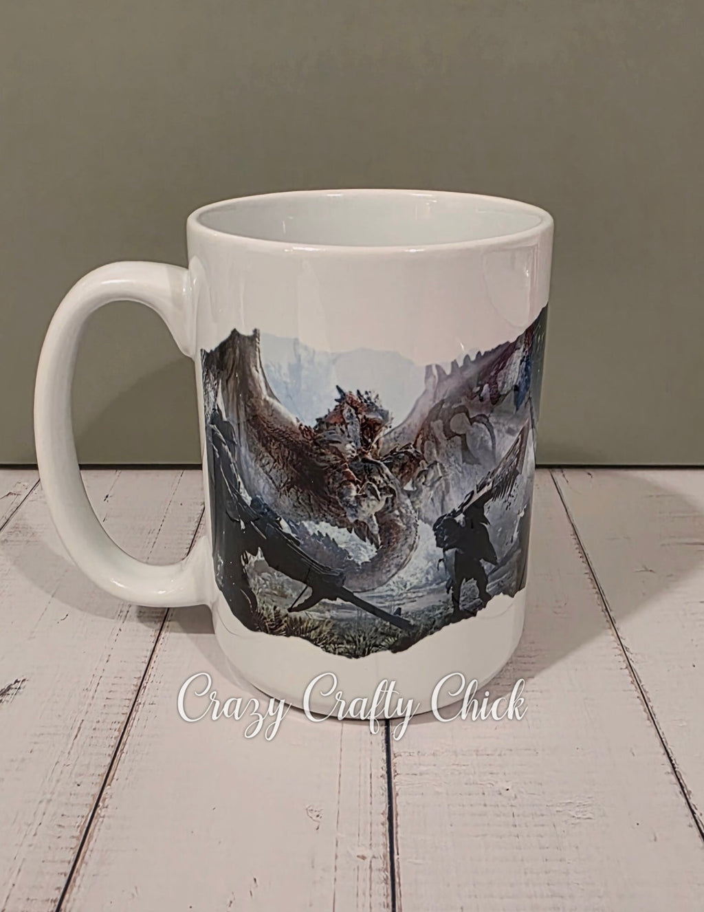 Custom full-wrap dragon design mug