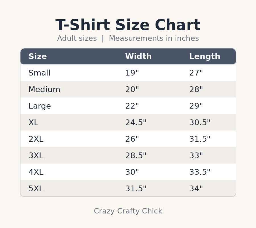 T-shirt size chart